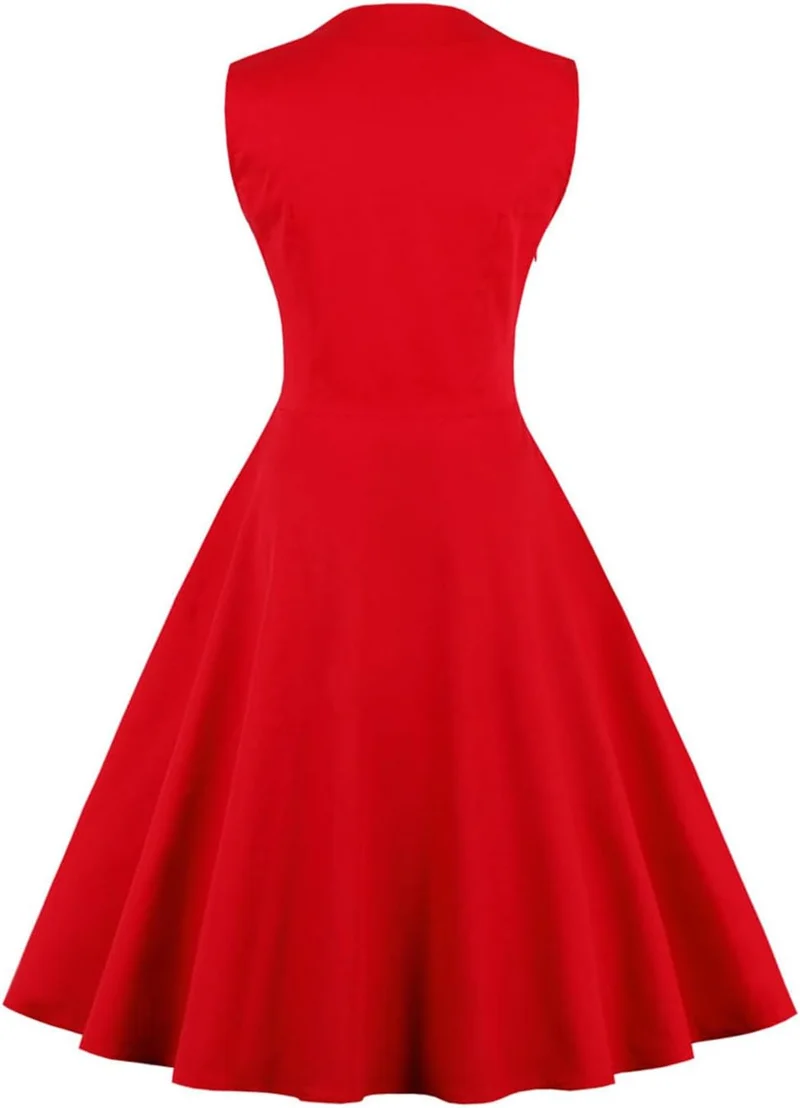 Axoe Damen 50er Jahre Kleider mit Gepunkte Rockabilly L Rot-polka Dots, L Rot-polka Dots