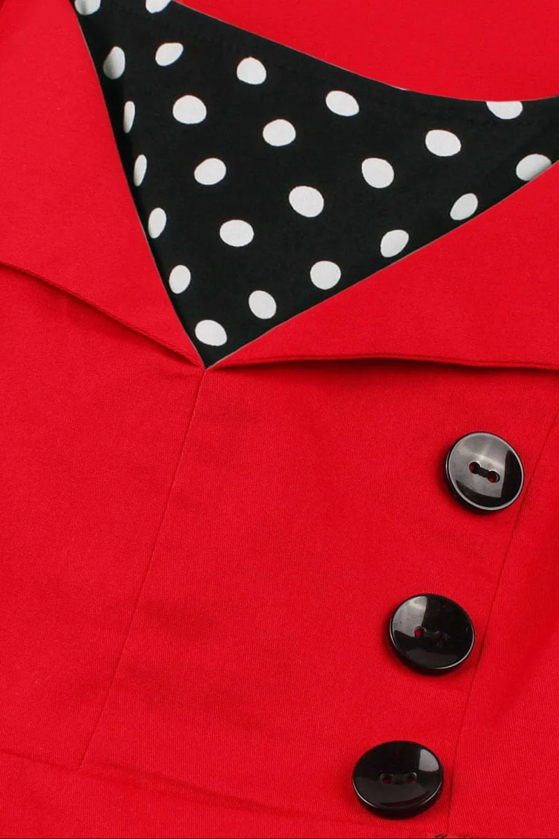 Axoe Damen 50er Jahre Kleider mit Gepunkte Rockabilly L Rot-polka Dots, L Rot-polka Dots