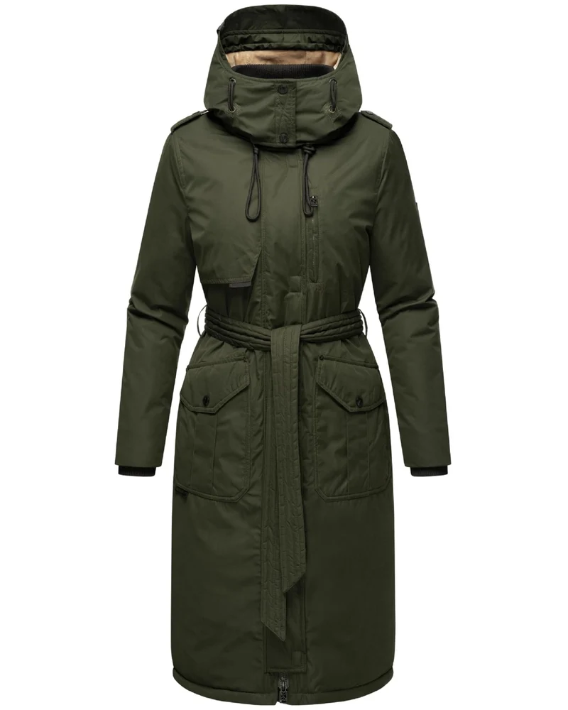 Navahoo Damen Wintermantel Warmer Parka lang mit hohem Kragen und weicher Kapuze Hokulanii XS-XXL S