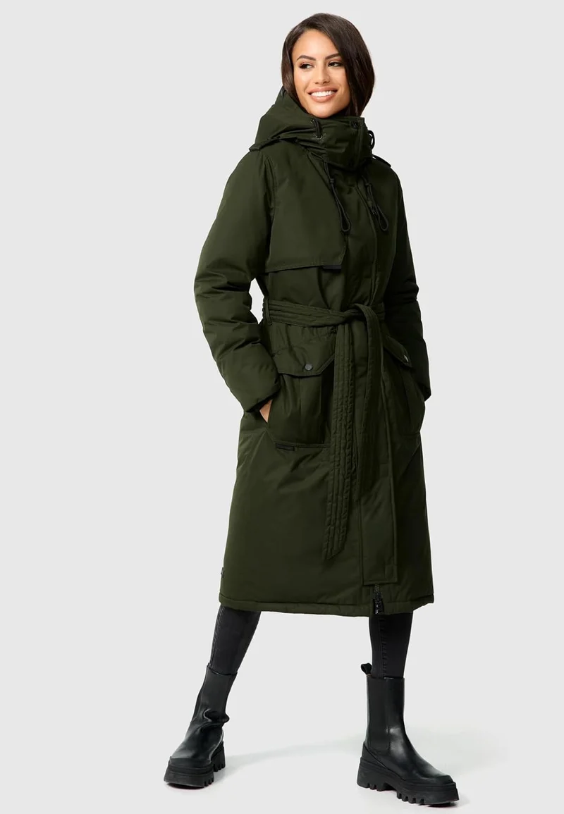 Navahoo Damen Wintermantel Warmer Parka lang mit hohem Kragen und weicher Kapuze Hokulanii XS-XXL S