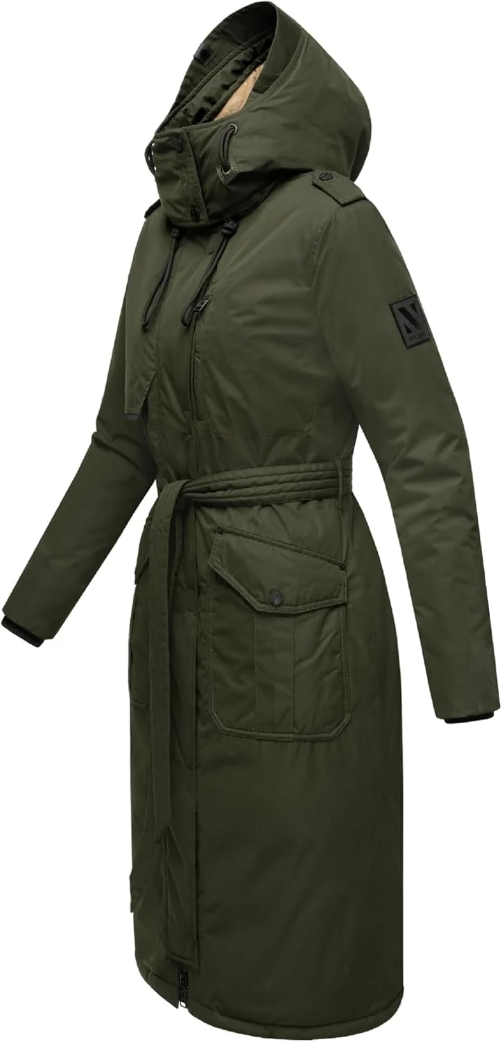 Navahoo Damen Wintermantel Warmer Parka lang mit hohem Kragen und weicher Kapuze Hokulanii XS-XXL S