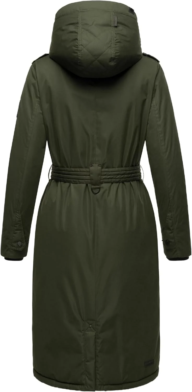 Navahoo Damen Wintermantel Warmer Parka lang mit hohem Kragen und weicher Kapuze Hokulanii XS-XXL S