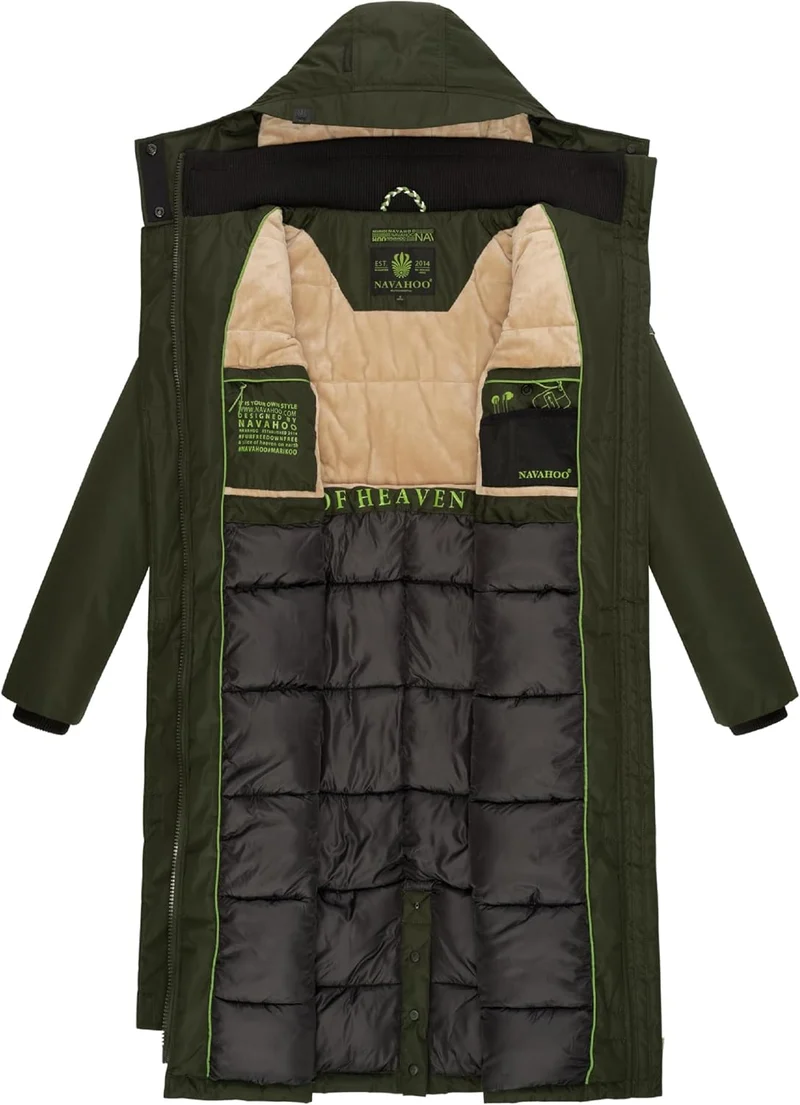 Navahoo Damen Wintermantel Warmer Parka lang mit hohem Kragen und weicher Kapuze Hokulanii XS-XXL S