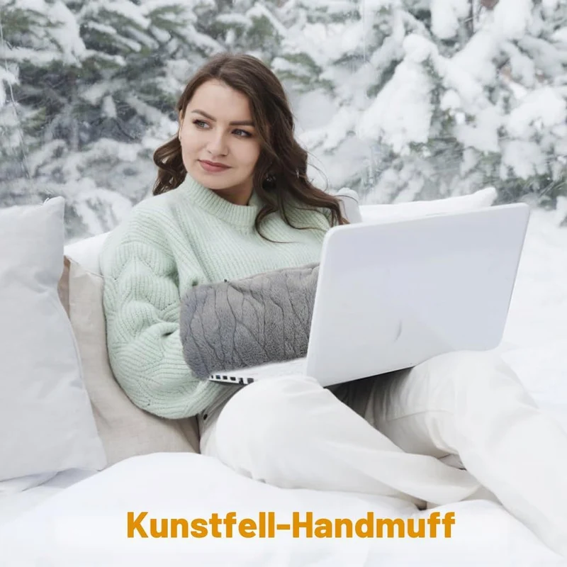 SwirlColor Handmuff, Gurttaschen-Design Handwärmer Kunstpelz Handmuff für Damen - Graue Ripple