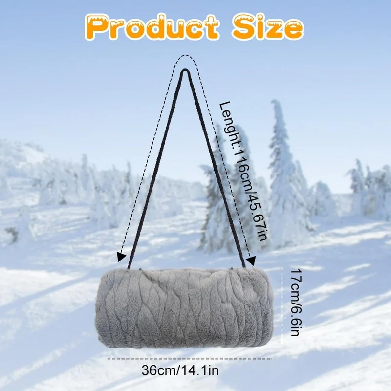 SwirlColor Handmuff, Gurttaschen-Design Handwärmer Kunstpelz Handmuff für Damen - Graue Ripple