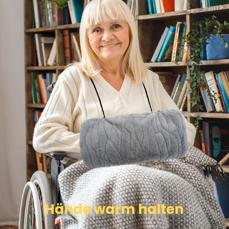 SwirlColor Handmuff, Gurttaschen-Design Handwärmer Kunstpelz Handmuff für Damen - Graue Ripple