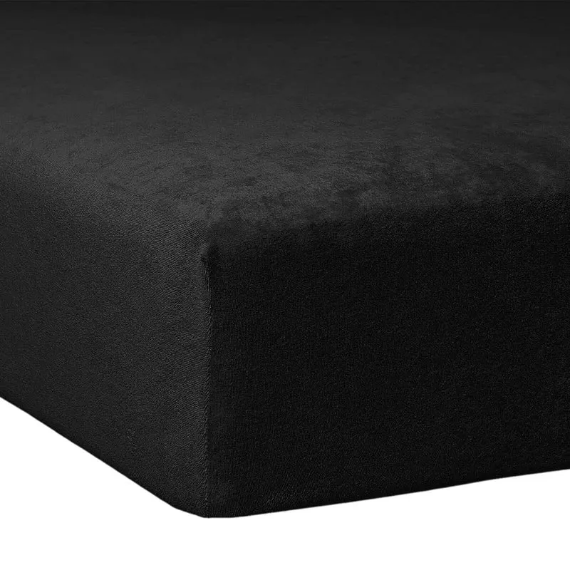 Traumschlaf Flausch Frottee Spannbettlaken schwarz, 140x200 cm - 160x200 cm