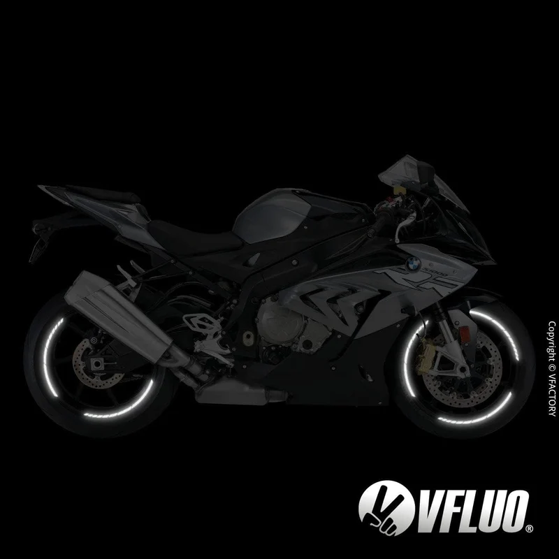 VFLUO - Kit Reflektierende Felgenrandaufkleber GP Motorrad, Aufkleber für 1 Rad 3M™-Technologie™, 36
