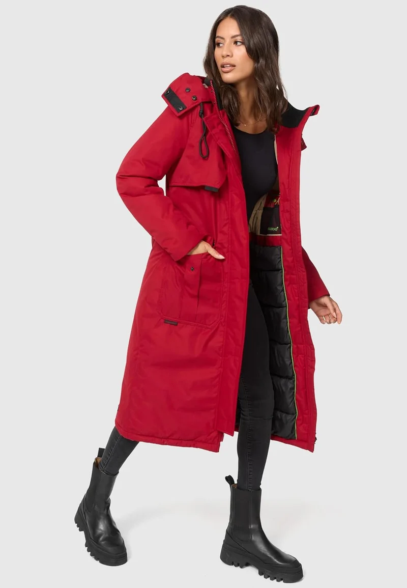 Navahoo Damen Wintermantel Warmer Parka lang mit hohem Kragen und weicher Kapuze Hokulanii XS-XXL M
