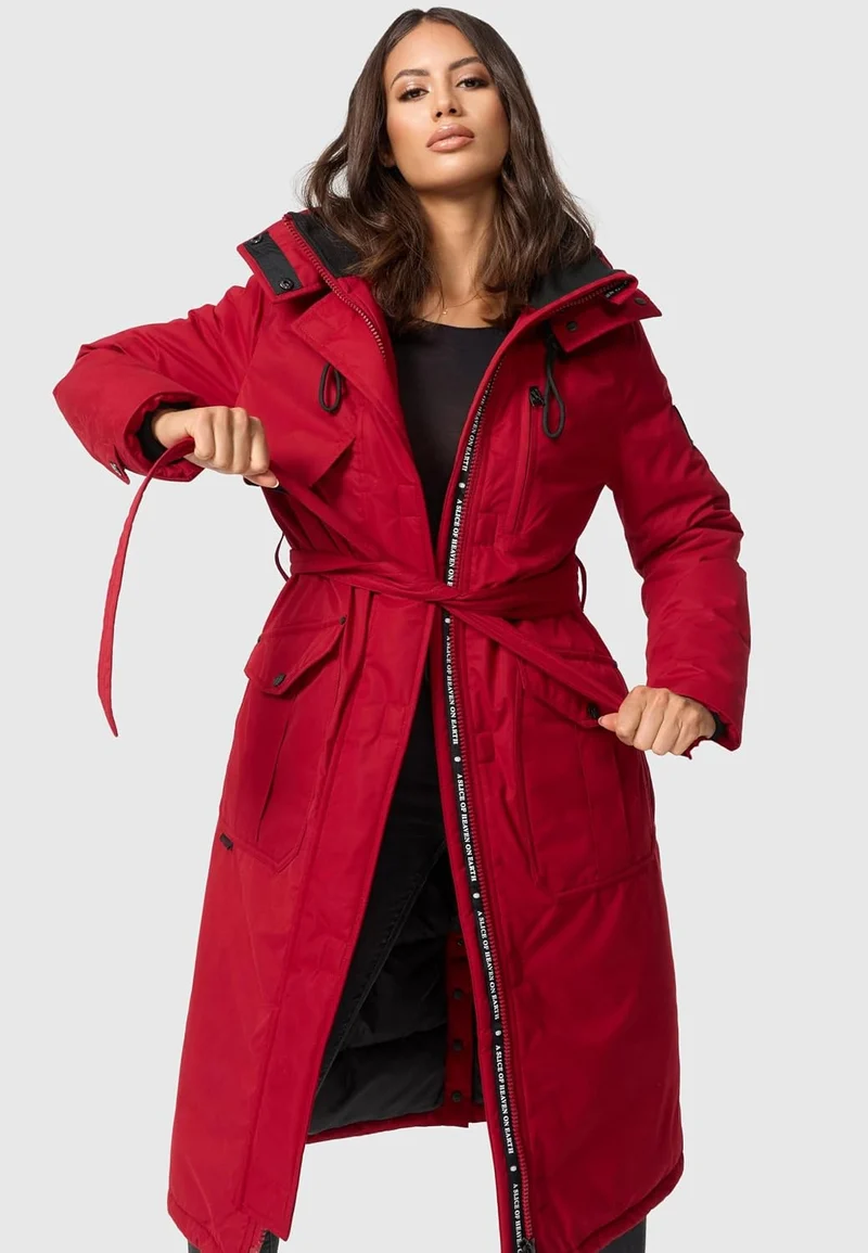 Navahoo Damen Wintermantel Warmer Parka lang mit hohem Kragen und weicher Kapuze Hokulanii XS-XXL M