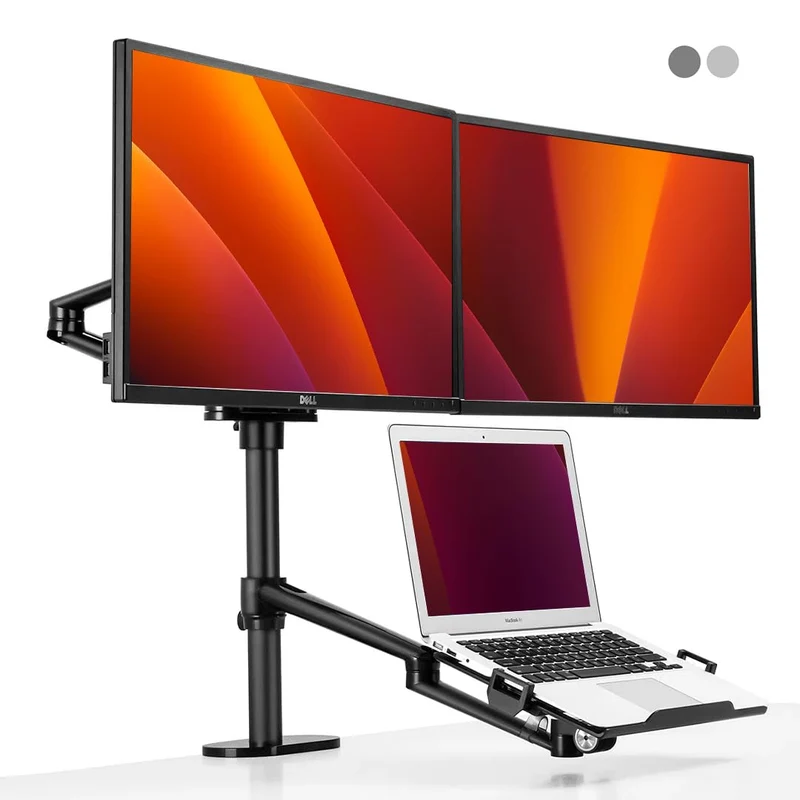 Alberenz® 3-in-1 Doppel Monitor Halterung mit Laptop Ständer, verstellbare Bildschirmhalterung für 1
