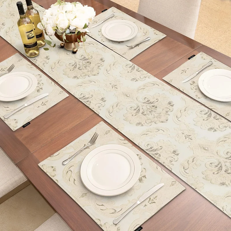TOPLUXE Tischläufer mit Quasten, Jacquard Tischdecke für Esstisch Urlaub Party Wohnzimmer Dekoration
