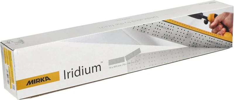 Mirka Iridium Premium-Schleifpapier 70x400mm und 70x198mm / mittig perforiert/Klett/Korn 320, 50 Stk