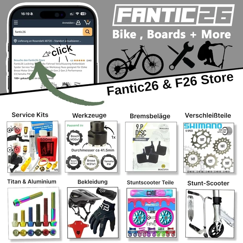 Fantic26 Stunt-Scooter Trick Roller Ersatzteile Bundle I ODI SLX SOft Griffe mit Barends Aqua I F26