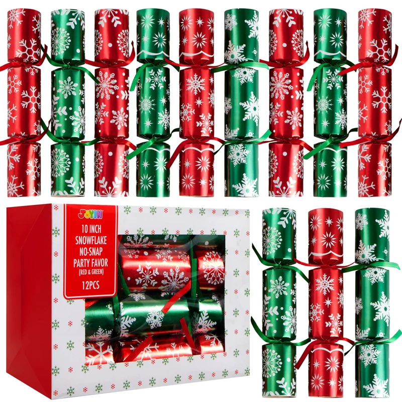 JOYIN Party-Tischgeschenk mit rotem und grünem Schneeflocken-Design, 25,4 cm, mit Partyhut, Witz und
