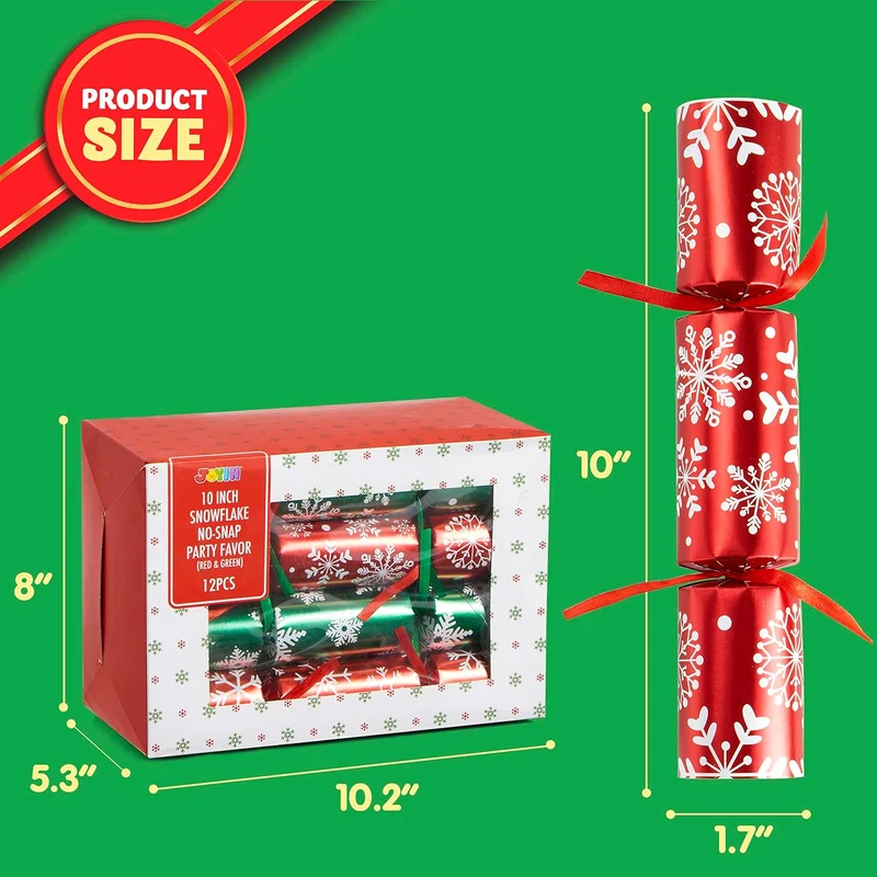 JOYIN Party-Tischgeschenk mit rotem und grünem Schneeflocken-Design, 25,4 cm, mit Partyhut, Witz und