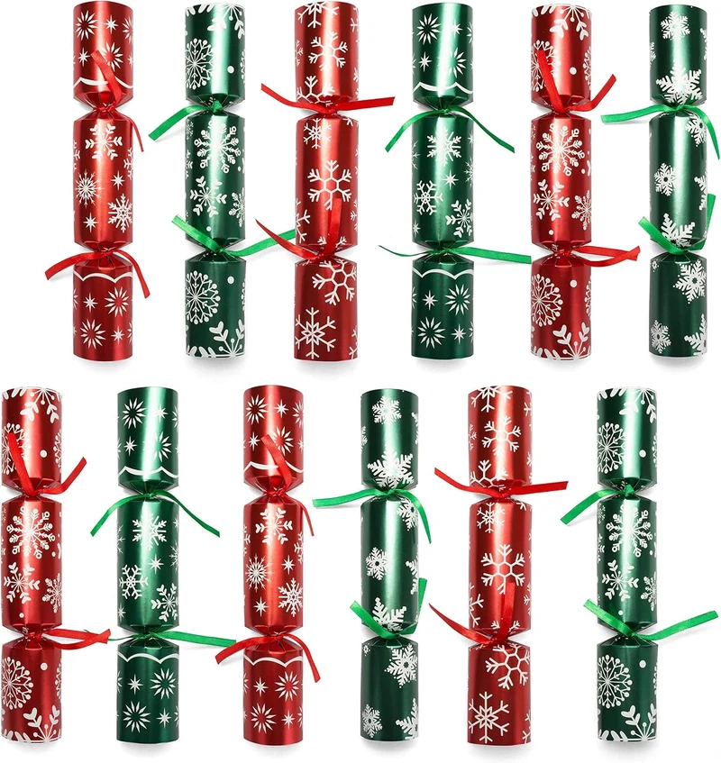 JOYIN Party-Tischgeschenk mit rotem und grünem Schneeflocken-Design, 25,4 cm, mit Partyhut, Witz und