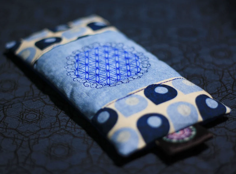 Augenkissen Blau 💙🕉️ mit Amethyst & Bergkristall (AK19) Unikat