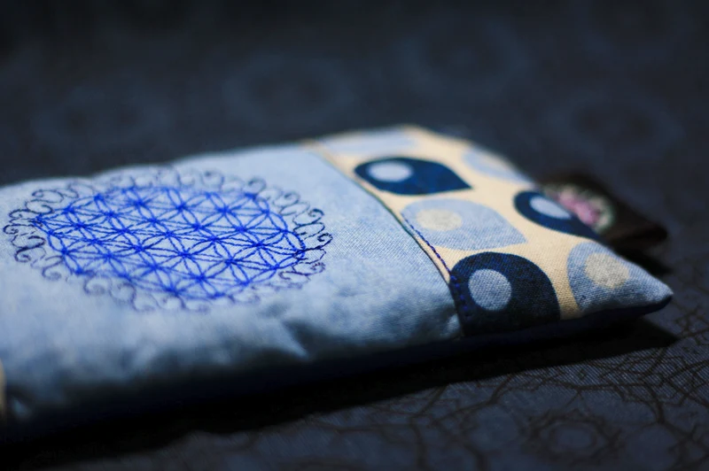 Augenkissen Blau 💙🕉️ mit Amethyst & Bergkristall (AK19) Unikat