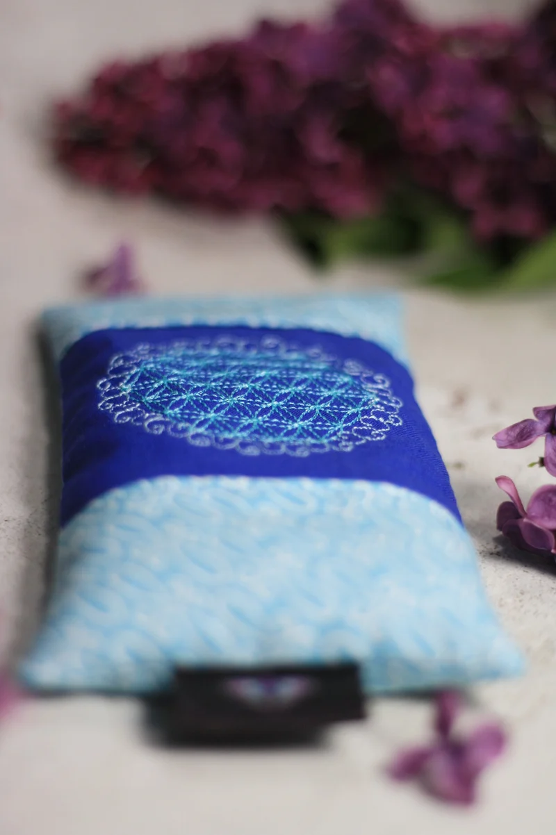 💙 Augenkissen Blau 🕉️ mit Amethyst & Bergkristall (AK15) Unikat