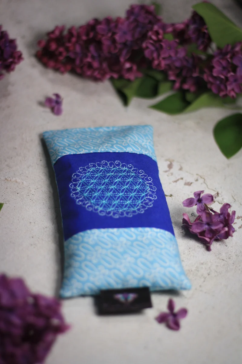 💙 Augenkissen Blau 🕉️ mit Amethyst & Bergkristall (AK15) Unikat