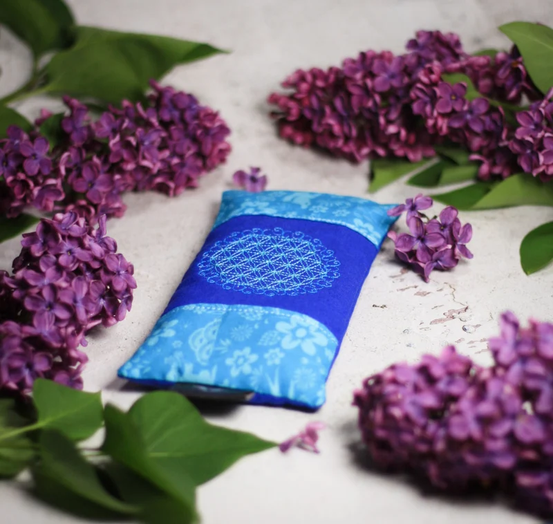 Augenkissen Blau 💙 mit Amethyst & Bergkristall (AK14) Unikat 🕉️