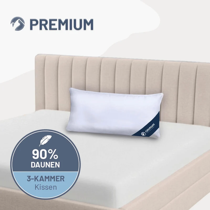 3-Kammer-Daunenkissen »PREMIUM« – 90% Daunen, 10% Federn (Außen)