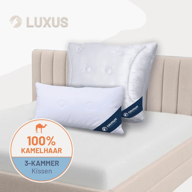 3-Kammer-Kamelhaarkissen »LUXUS« – 100% Kamelhaar (Außen)