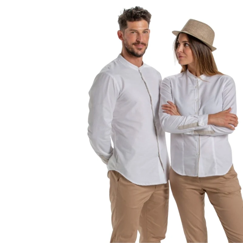 Camisa Señora Blanca Cuello Mao