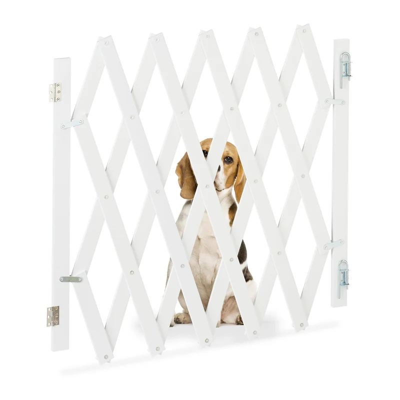 Relaxdays Hundeabsperrgitter ausziehbar bis 126 cm, 70-82 cm hoch, Bambus, Hunde Schutzgitter, für T