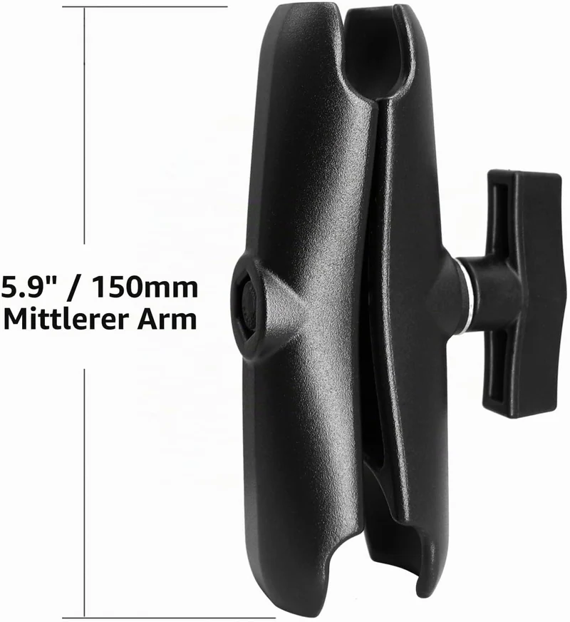 Aluminium 5,9 Zoll (150 mm) kurzer Doppel-Sockel-Arm, kompatibel mit RAM Mounts C-Grösse / 1,5 Zoll