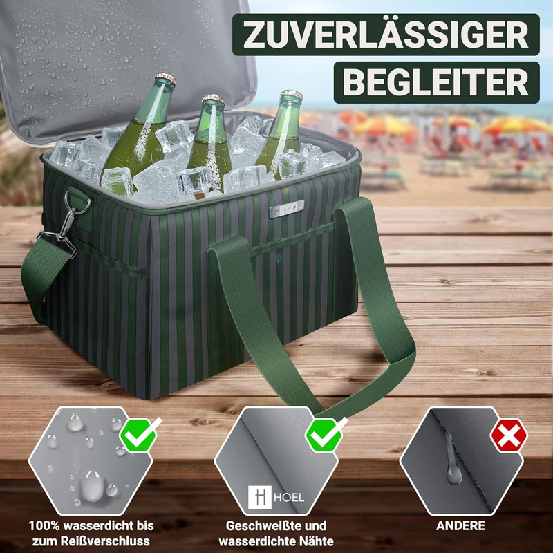 HOEL Kühltasche gross 20L & 30L faltbar - Isolierte Thermotasche - Lunchtasche wasserdicht & auslauf