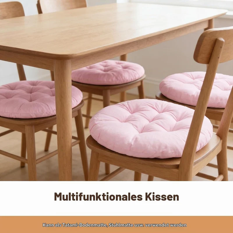 4er Set Stuhlkissen Rund, 40cm Bequemes Sitzkissen Gefüllte Sitzkissen, Runden Bodenkissen Stuhlaufl