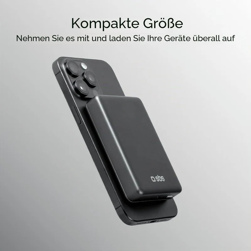 SBS PowerBank 10K MagSafe, 10.000 mAh Power Delivery 20 W, 15 W kabelloses Laden, magnetisch, Status
