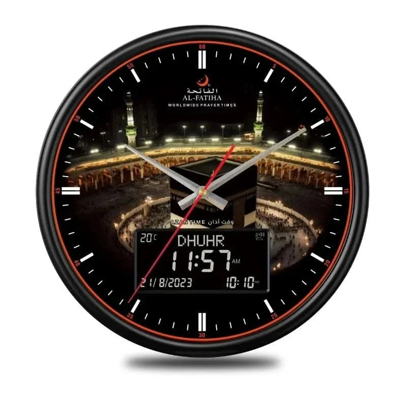 Zamora Zeit Gebet Uhr – Automatisch Azan-Gebetsuhr Für 6500+ Orte (Digital & Analog, 10 Azan-Klänge)