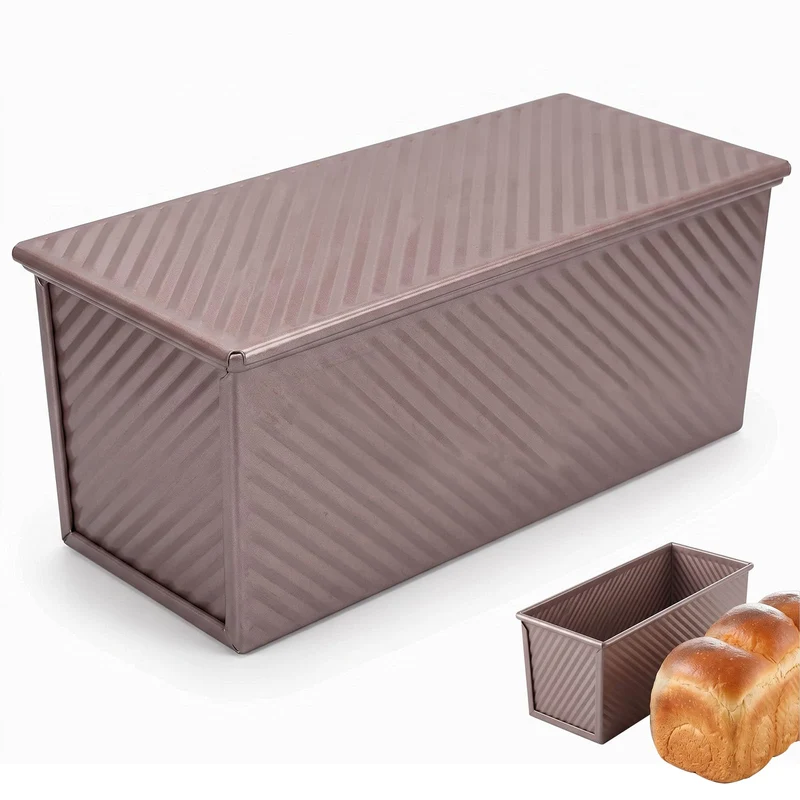 GETRICH Toastbrot Backform mit Deckel, 1000g, 32x 12x 11 CM, Roségold | Antihaft, Rechteckig Brotbac