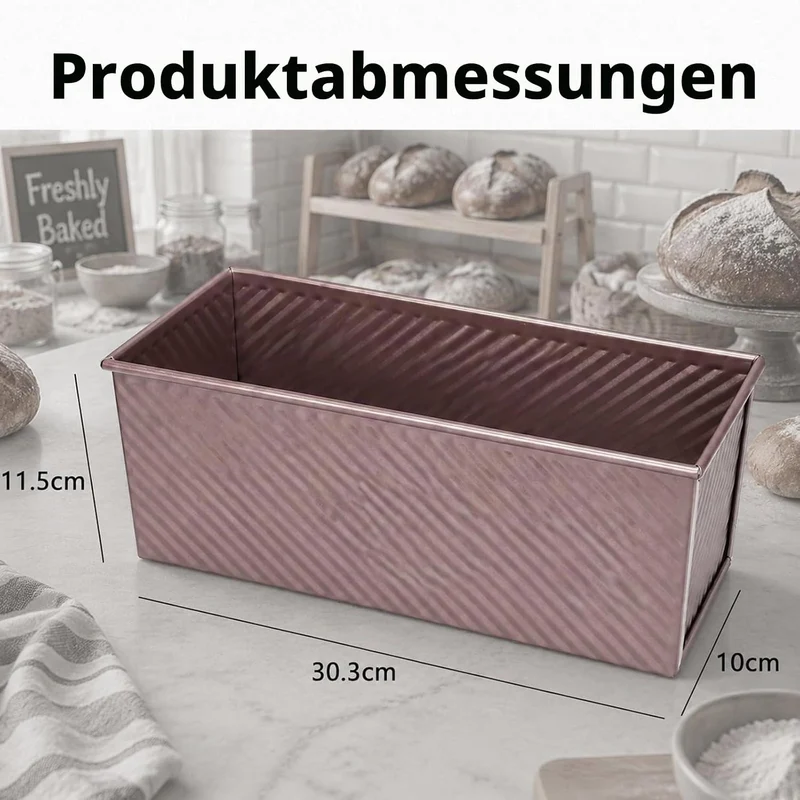 GETRICH Toastbrot Backform mit Deckel, 1000g, 32x 12x 11 CM, Roségold | Antihaft, Rechteckig Brotbac