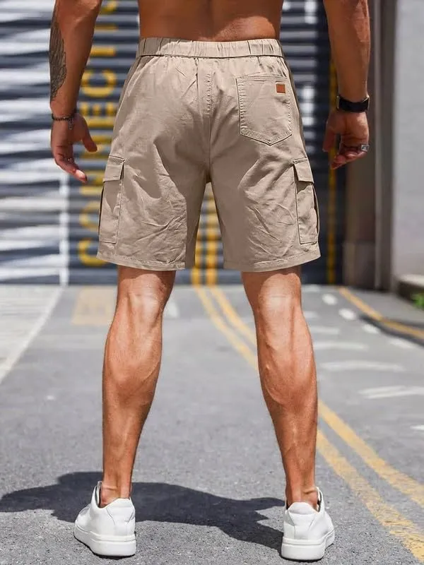 Elegancity Kurze Hosen Herren Cargo Shorts Sommer Freizeithose Kurze Elastische Taille Chino Shorts