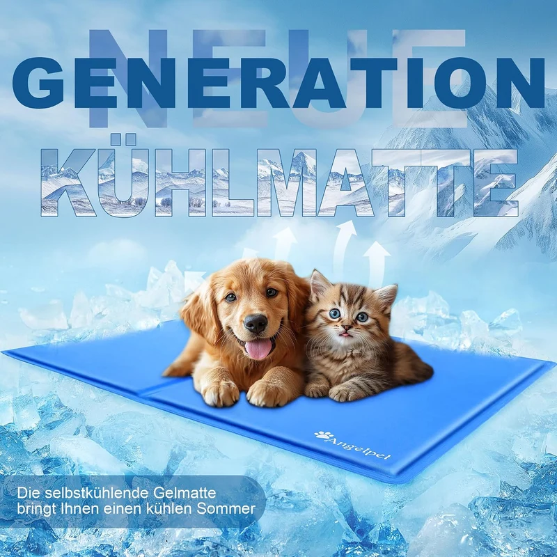 Angelpet Kühlmatte Hund, M 65x50cm – Ungiftige Selbstkühlende Gelmatte Bett, Langlebige wasserdichte