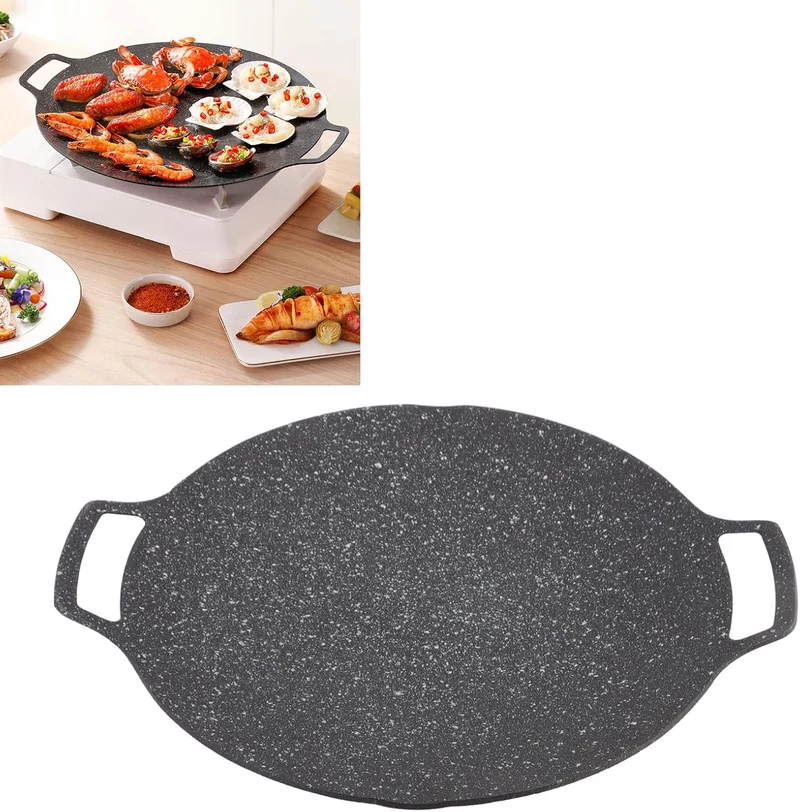 Fdit Runde BBQ-Grillplatte, Koreanische BBQ-Grillpfanne für Herdplatte, Kreisförmige Bratpfanne, Kor