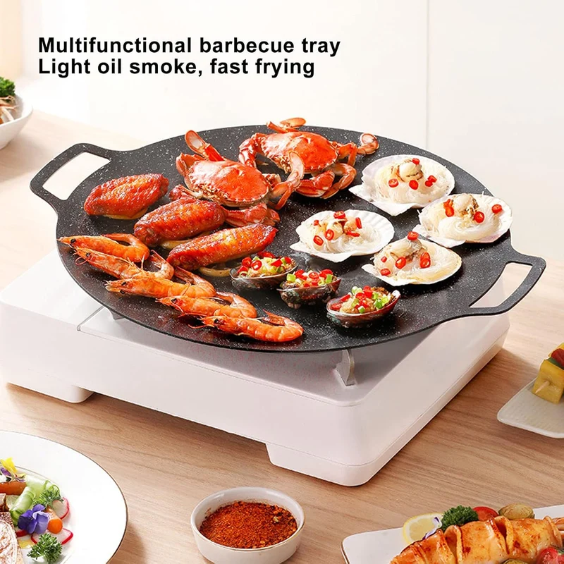 Fdit Runde BBQ-Grillplatte, Koreanische BBQ-Grillpfanne für Herdplatte, Kreisförmige Bratpfanne, Kor