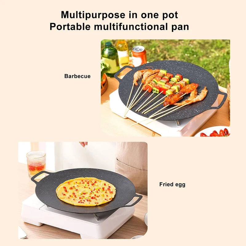 Fdit Runde BBQ-Grillplatte, Koreanische BBQ-Grillpfanne für Herdplatte, Kreisförmige Bratpfanne, Kor