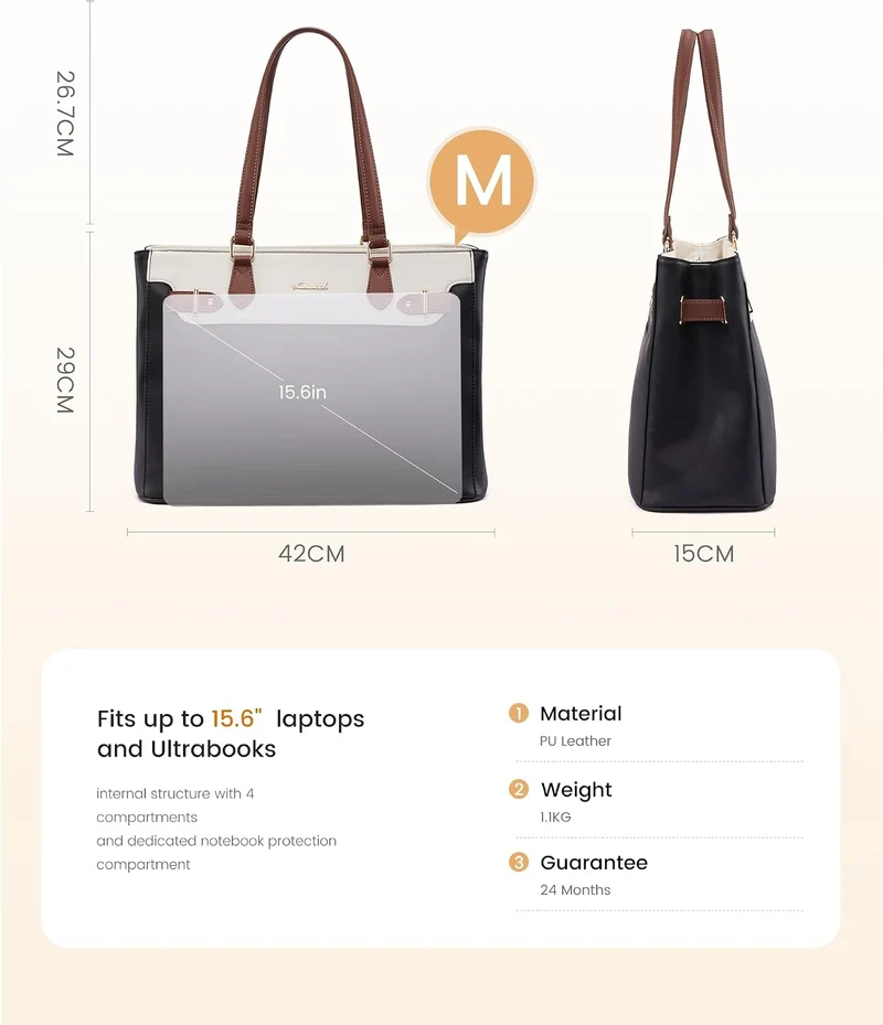 LOVEVOOK Handtasche Damen Mittelgross, 15,6" Shopper Tasche Arbeitstasche Elegant Laptoptasche Gross