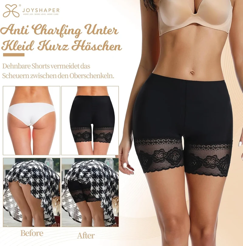 Joyshaper Damen Unterhose Unter Rock Kurz Hose Anti-Chafing Spitze Shorts Sicherheit Panty Lace Legg