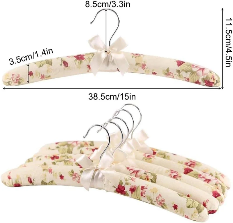 Kleiderbügel 10 Stück Lieferung mit Blumenmuster, gepolstert, weich, Gepolsterte Kleiderbügel Platzs