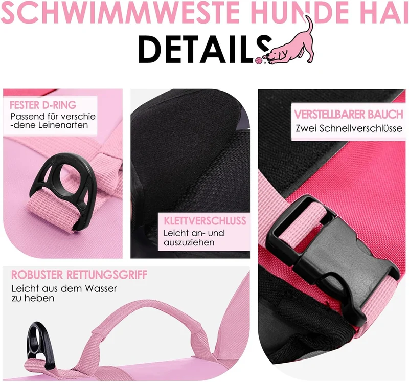 AOFITEE Schwimmweste Hund Klein, Verstellbar Hunde Schwimmweste Hai, Ripstop Hundeschwimmweste Klein