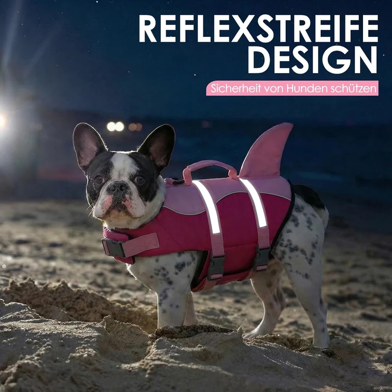 AOFITEE Schwimmweste Hund Klein, Verstellbar Hunde Schwimmweste Hai, Ripstop Hundeschwimmweste Klein