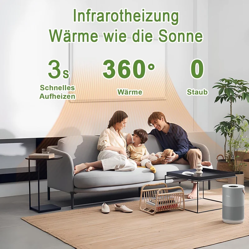 Infrarotheizung 800 Watt, Infrarotheizung Wandmontage mit bis zu 120 °C für 10–18 m², Smart-Elektroh