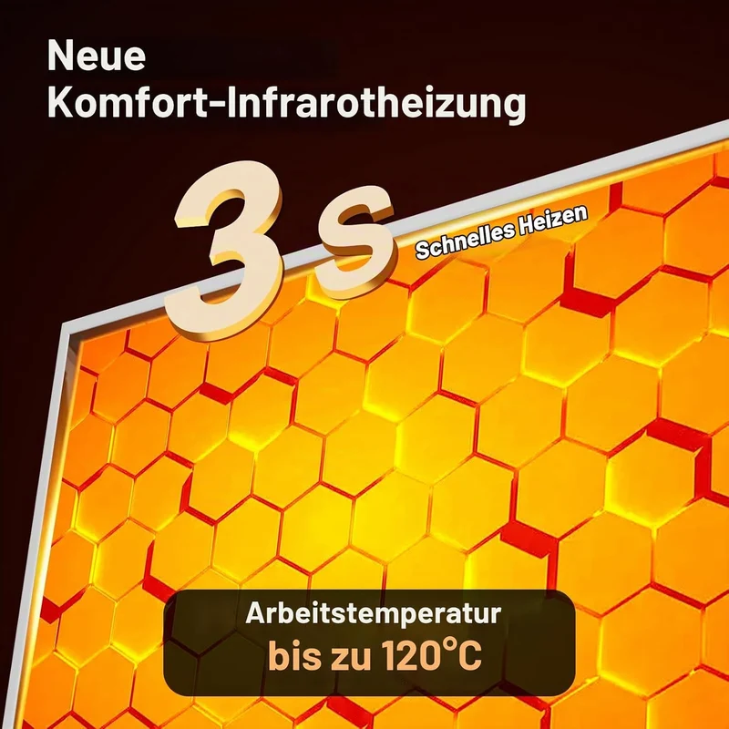 Infrarotheizung 800 Watt, Infrarotheizung Wandmontage mit bis zu 120 °C für 10–18 m², Smart-Elektroh