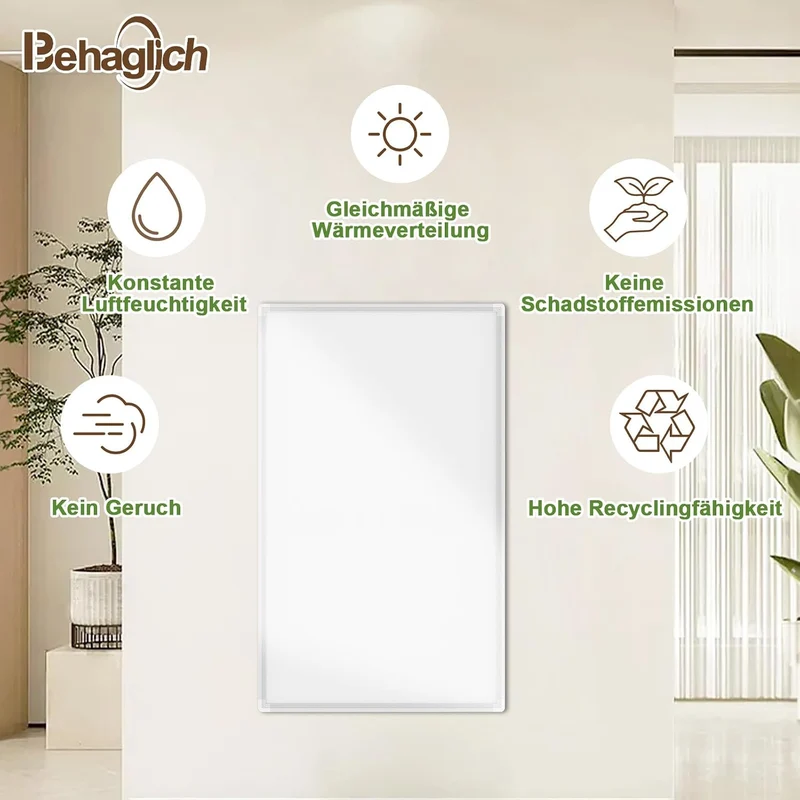 Infrarotheizung 800 Watt, Infrarotheizung Wandmontage mit bis zu 120 °C für 10–18 m², Smart-Elektroh